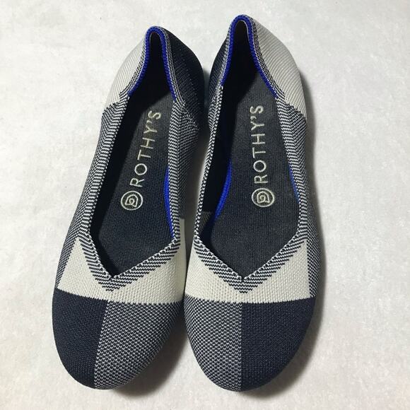 Rothy’s the flat round cap toe white black checkered 8 retired buffalo pattern - Picture 1 of 6